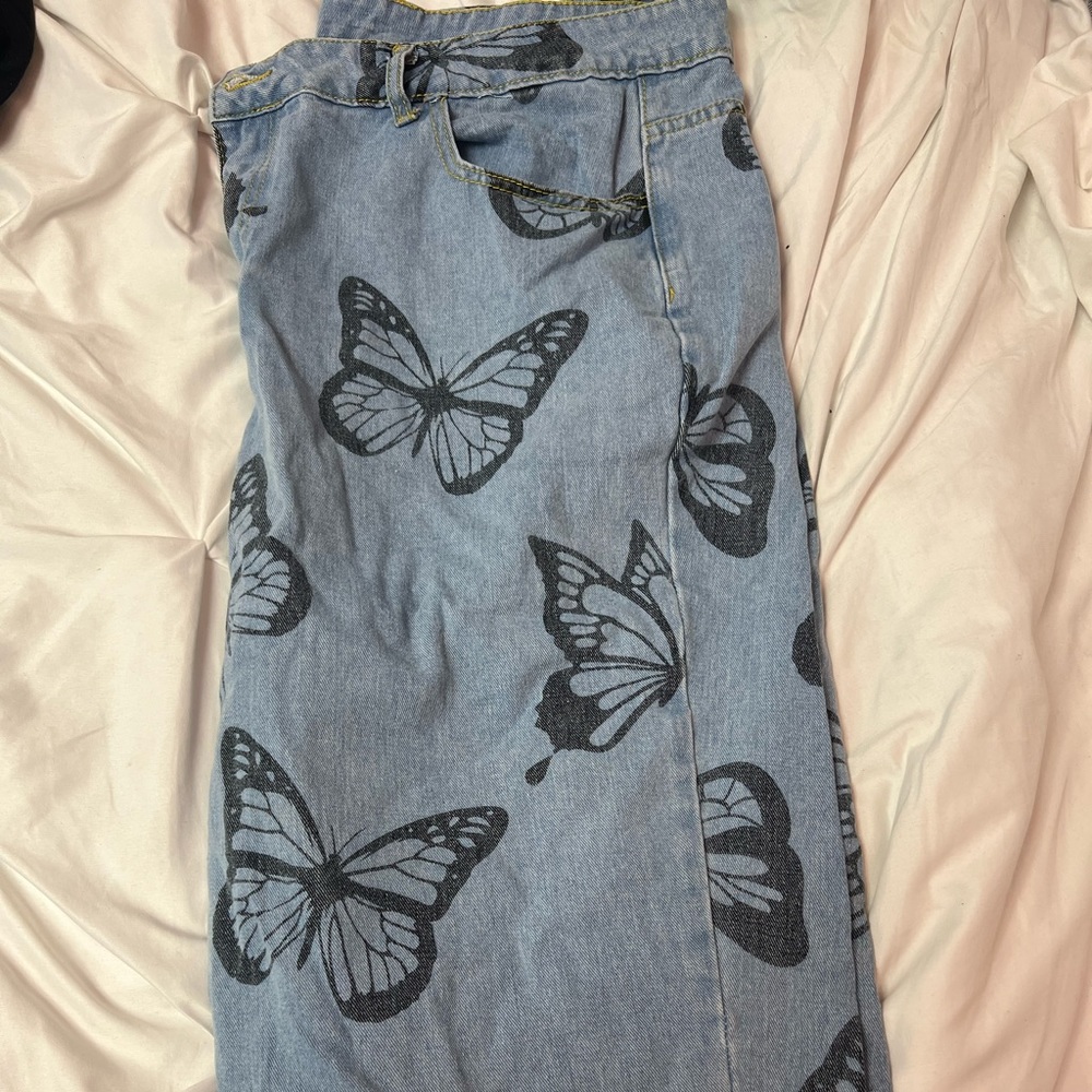 Shein butterfly jeans
